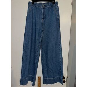Primark High Rise Wide Leg Baggy Jeans elastic waist size 6 denim